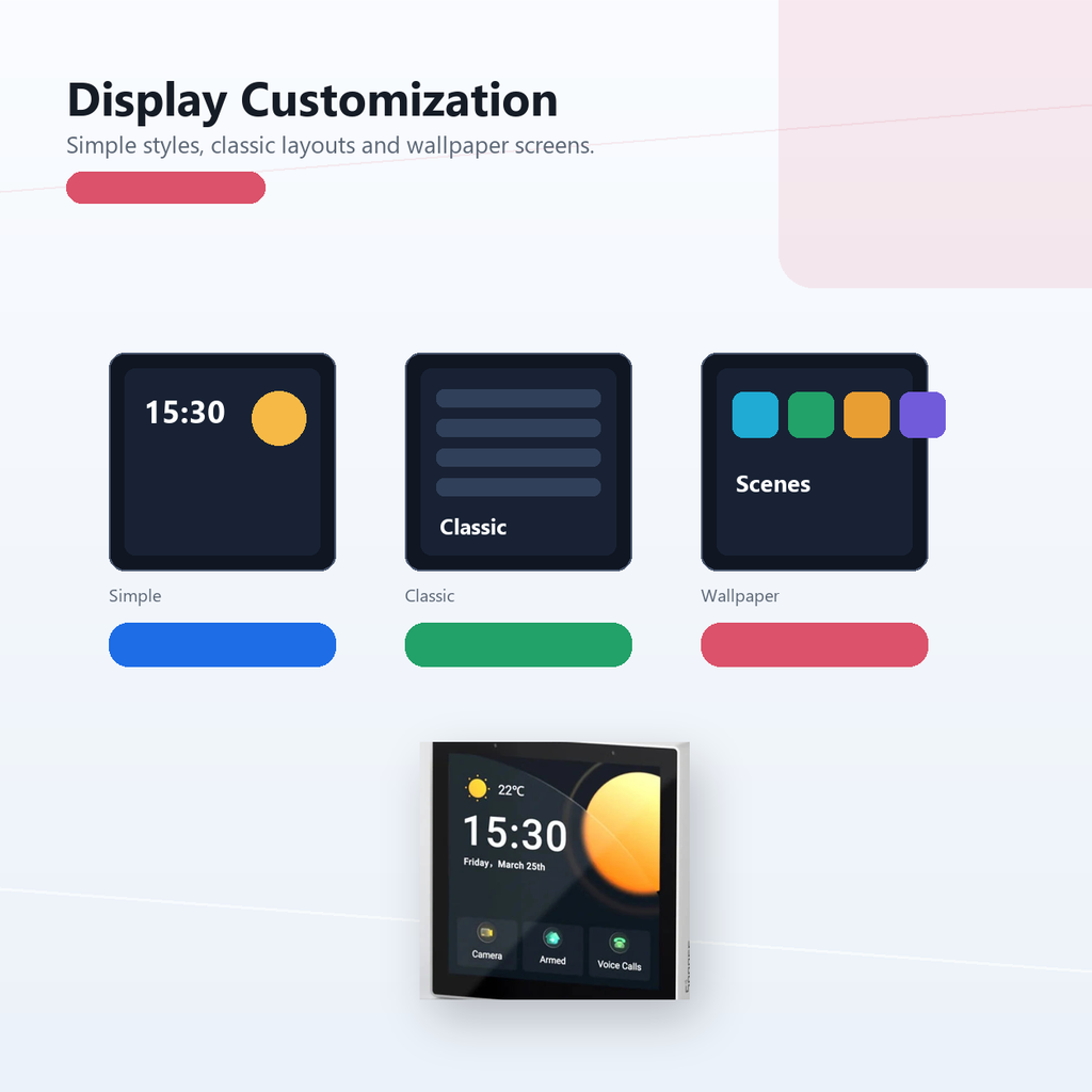 Display customization overview for NéoPanel Pro Gen2 simple and classic styles