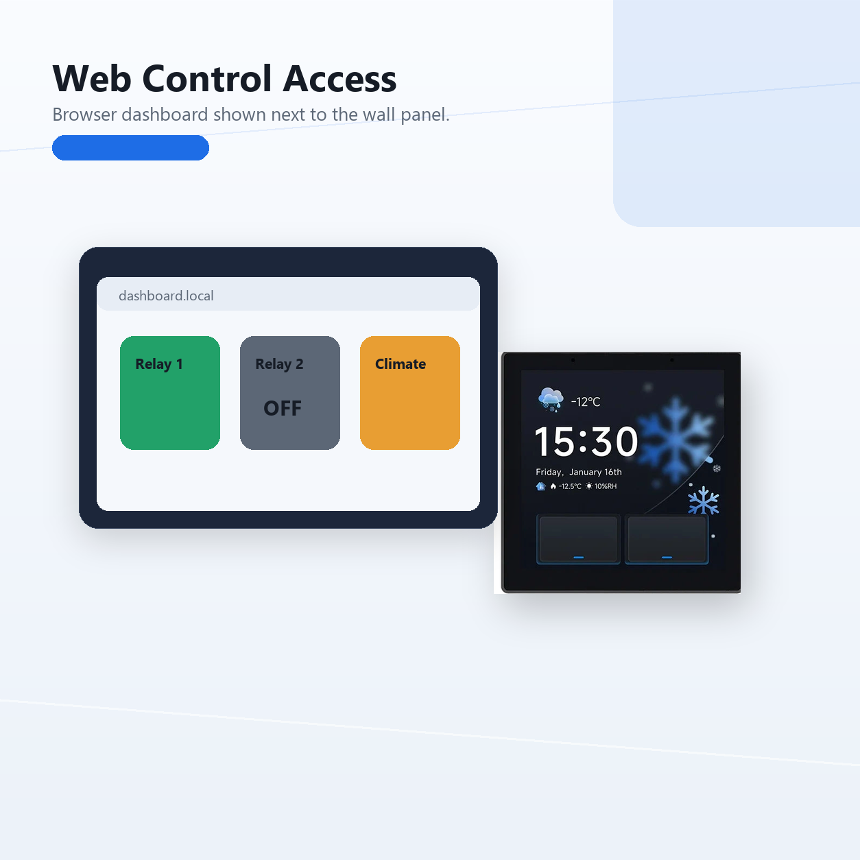 Web control overview for NéoPanel Pro Gen2 with generic dashboard access