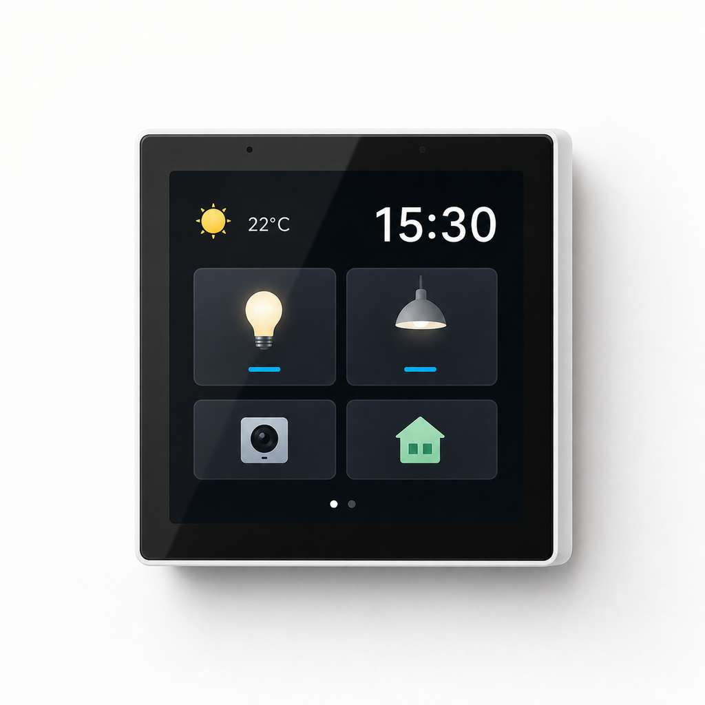 White NeoPanel Pro Gen2 dual-relay smart-home control panel on a clean studio background