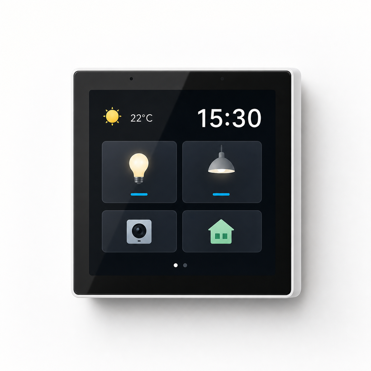 White NeoPanel Pro Gen2 dual-relay smart-home control panel on a clean studio background