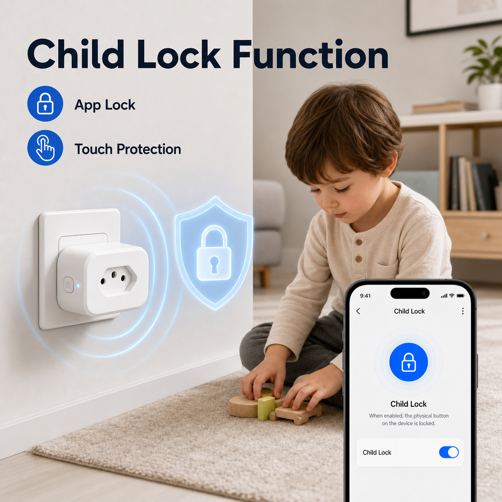 Child lock function scene for Brazil Type N smart plug