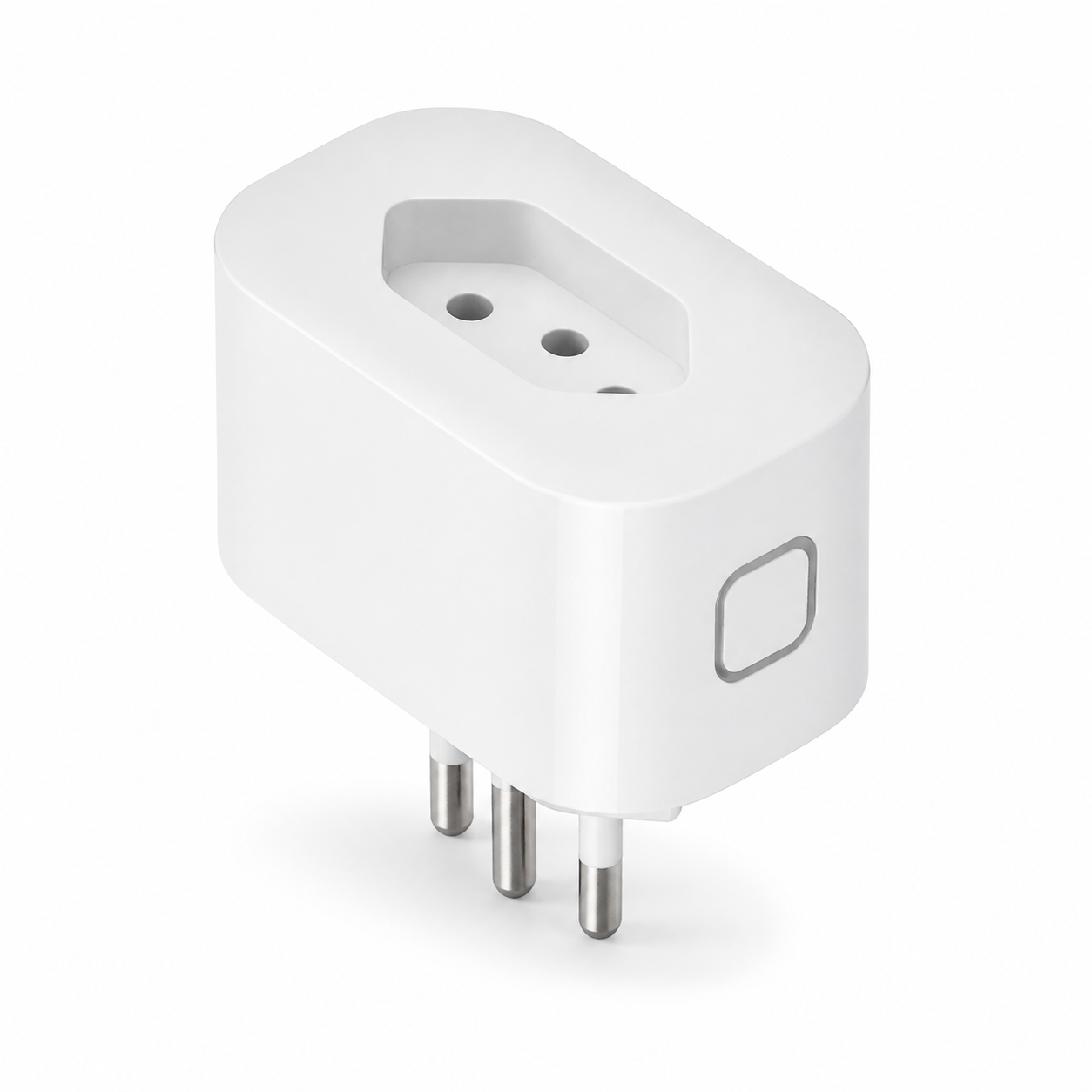 Prise connectée Wi-Fi 10A format Brésil sur fond blanc studio