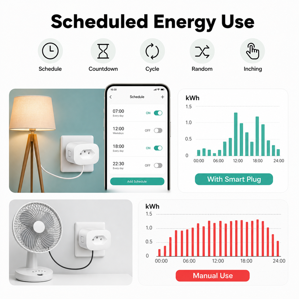 Schedule and countdown energy chart for Brazil Type N smart plug