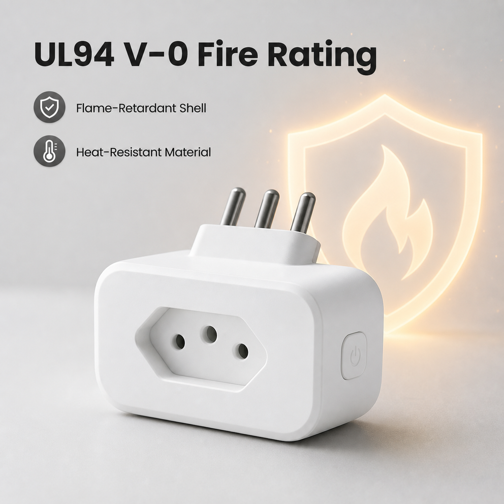 UL94 V-0 fire rating image for Brazil Type N smart plug shell