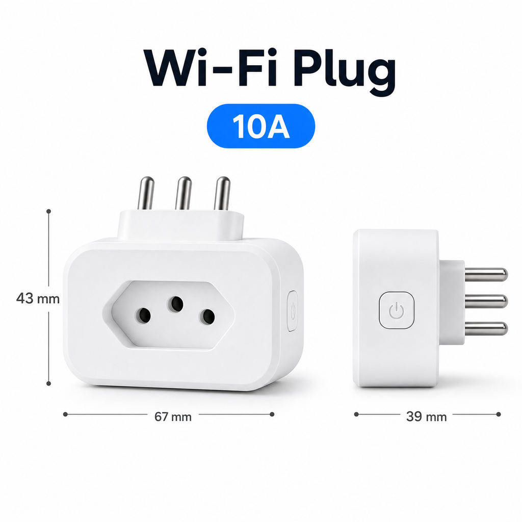 Wi-Fi 10A Brazil Type N smart plug dimensions