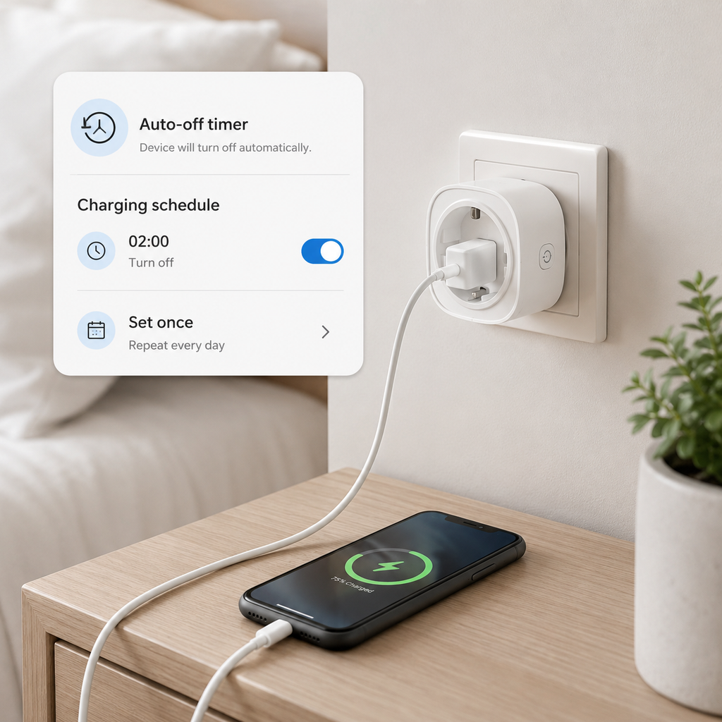 Auto-off timer and charging schedule for Matter smart plug