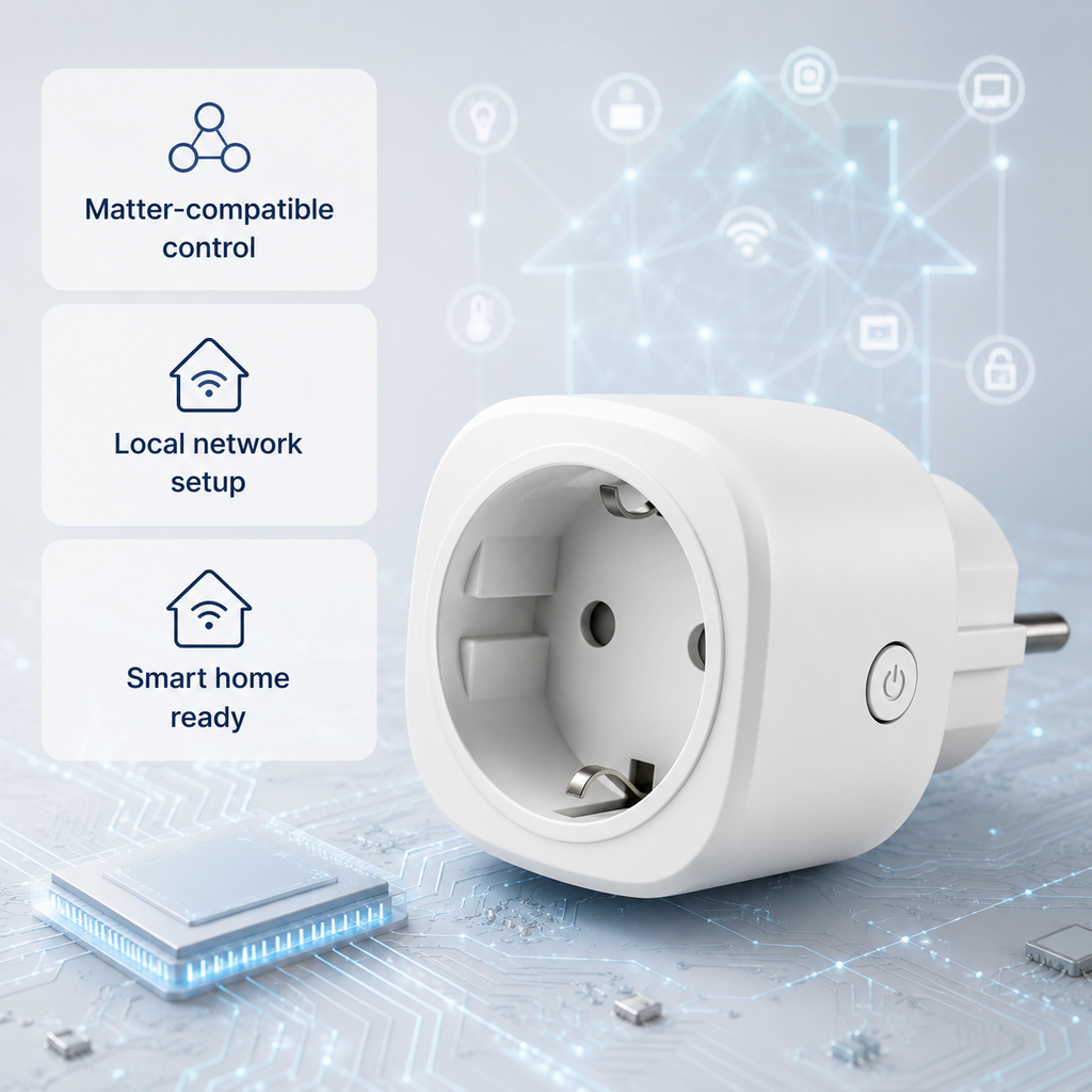 Matter-compatible smart home control visual for smart plug