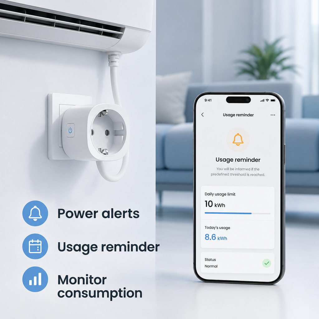 Power usage reminder interface for Matter smart plug