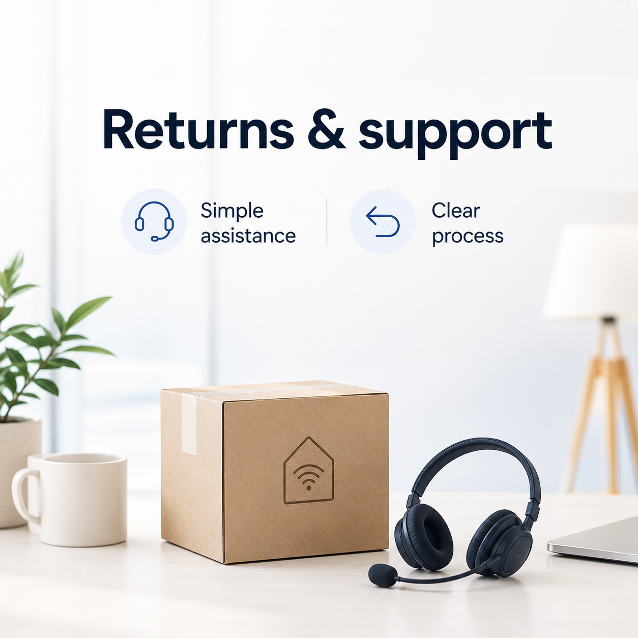 Returns and support service card for smart plug product page