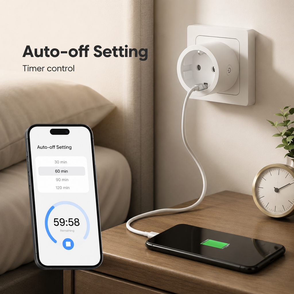 Auto-off timer setting visual for Matter Wi-Fi smart plug