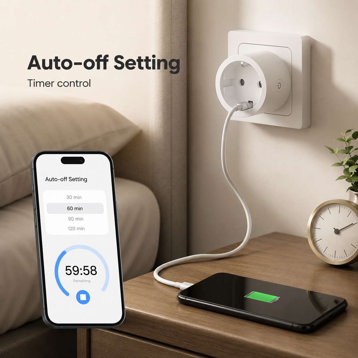 Auto-off timer setting visual for Matter Wi-Fi smart plug