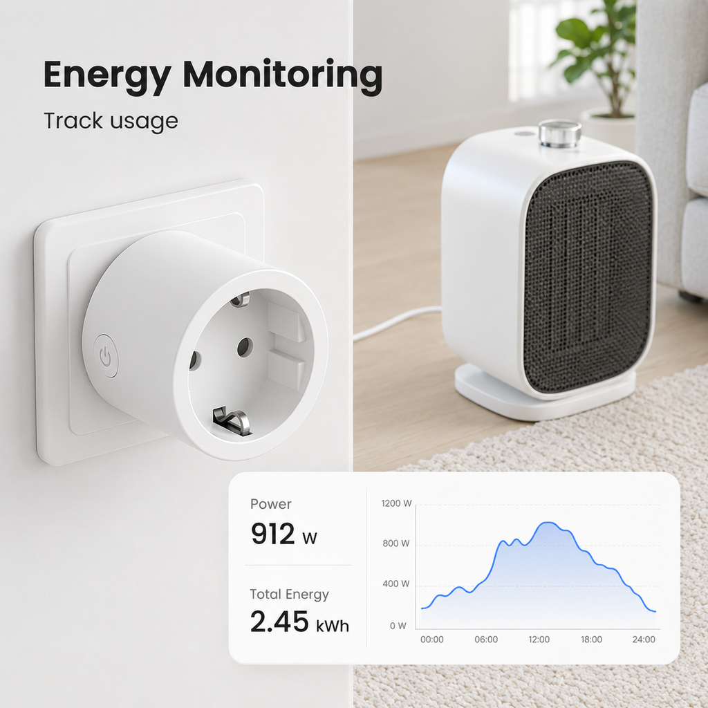 Energy monitoring visual for Wi-Fi smart plug with usage chart