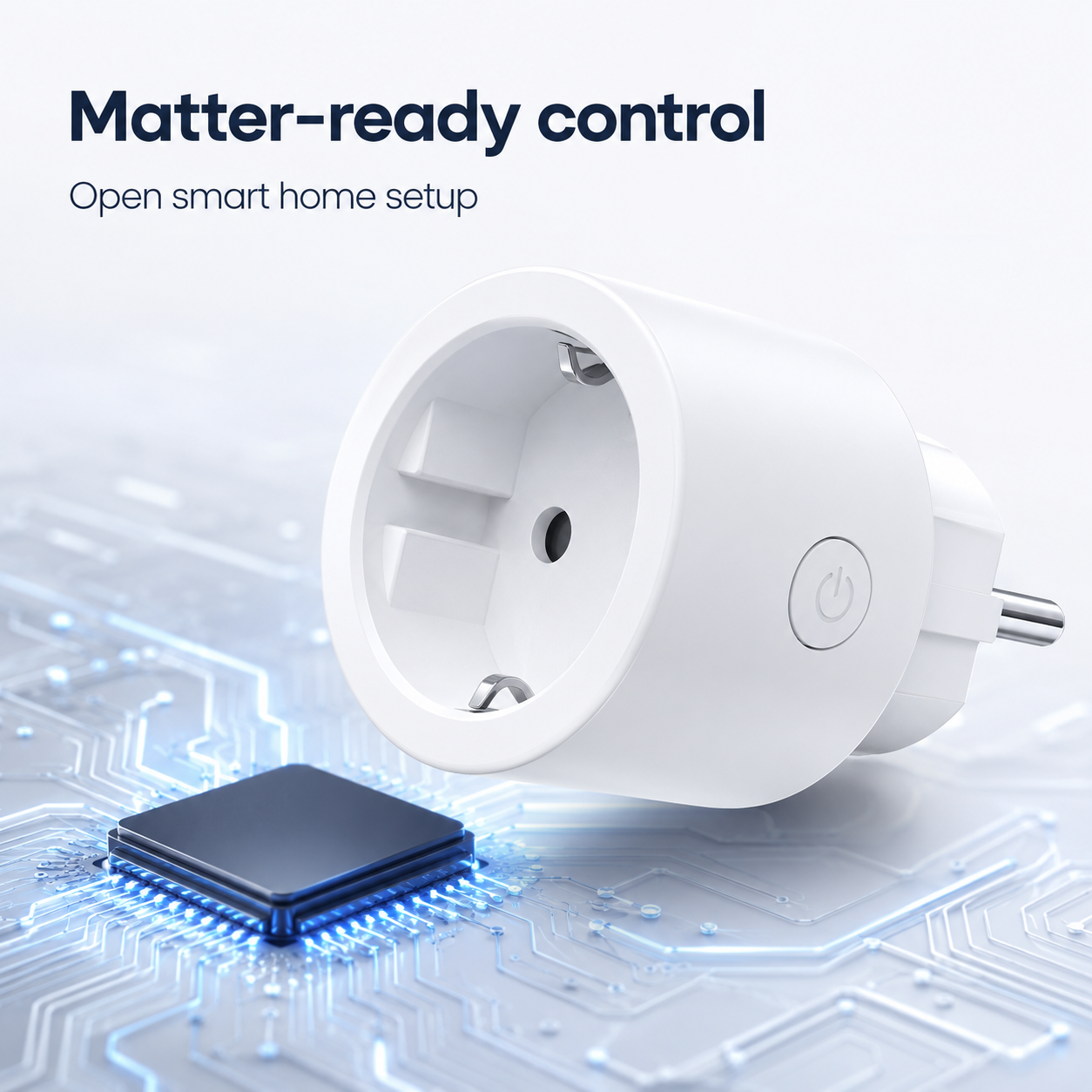 Matter-ready control technology visual for Wi-Fi smart plug