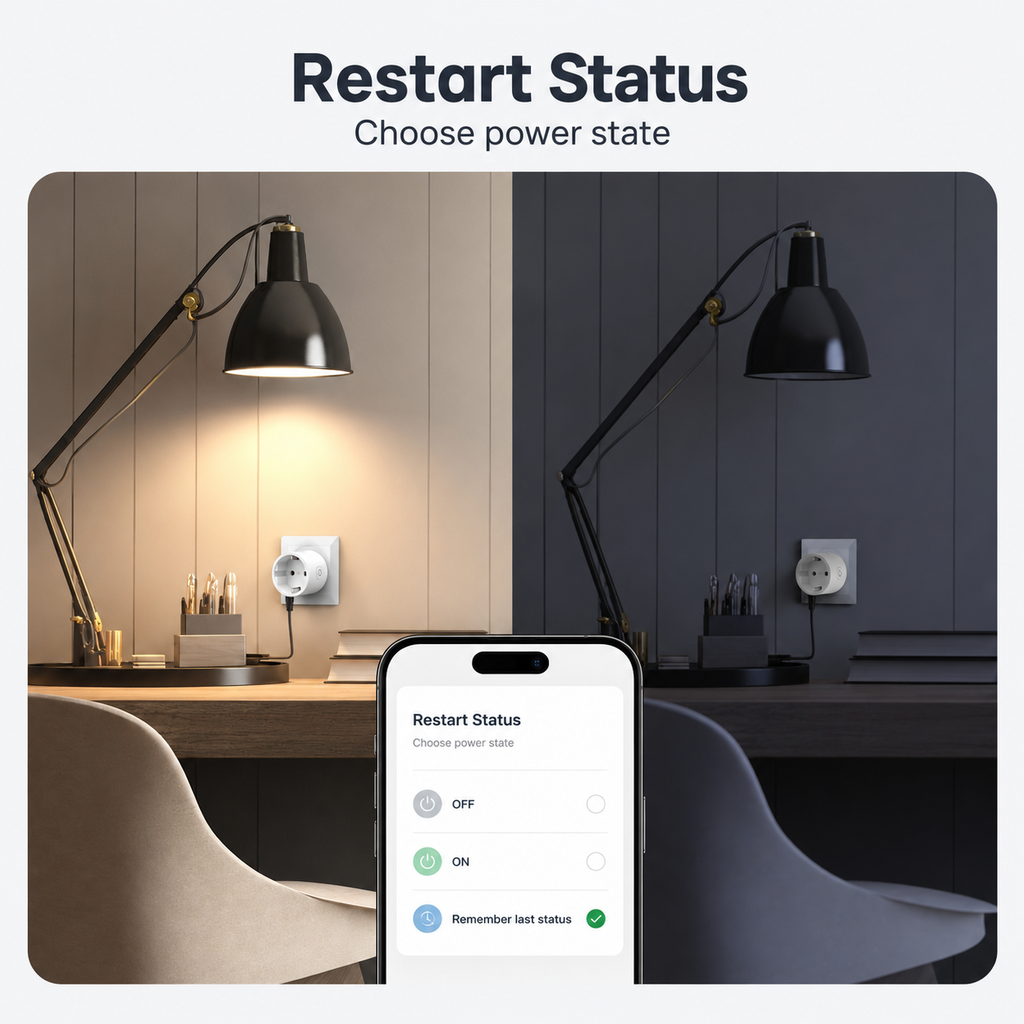 Restart status power state setting visual for smart plug