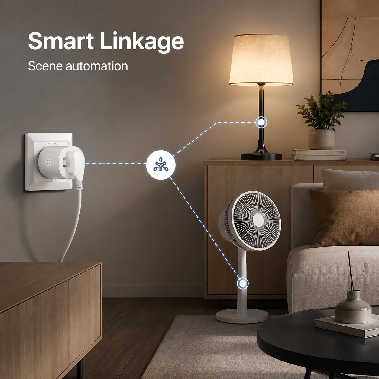 Smart linkage scene automation visual for Matter Wi-Fi smart plug