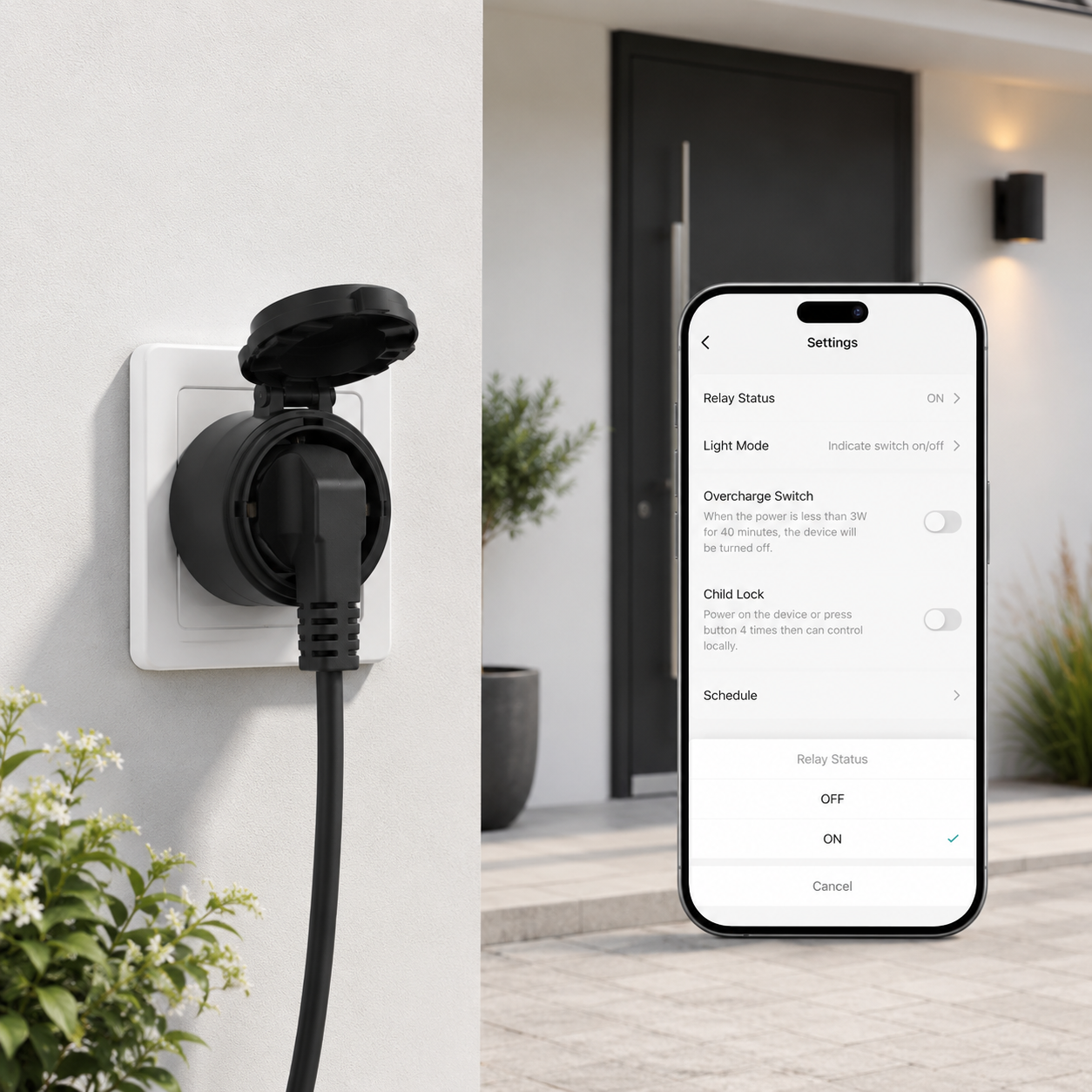 App remote control visual for outdoor WiFi smart plug