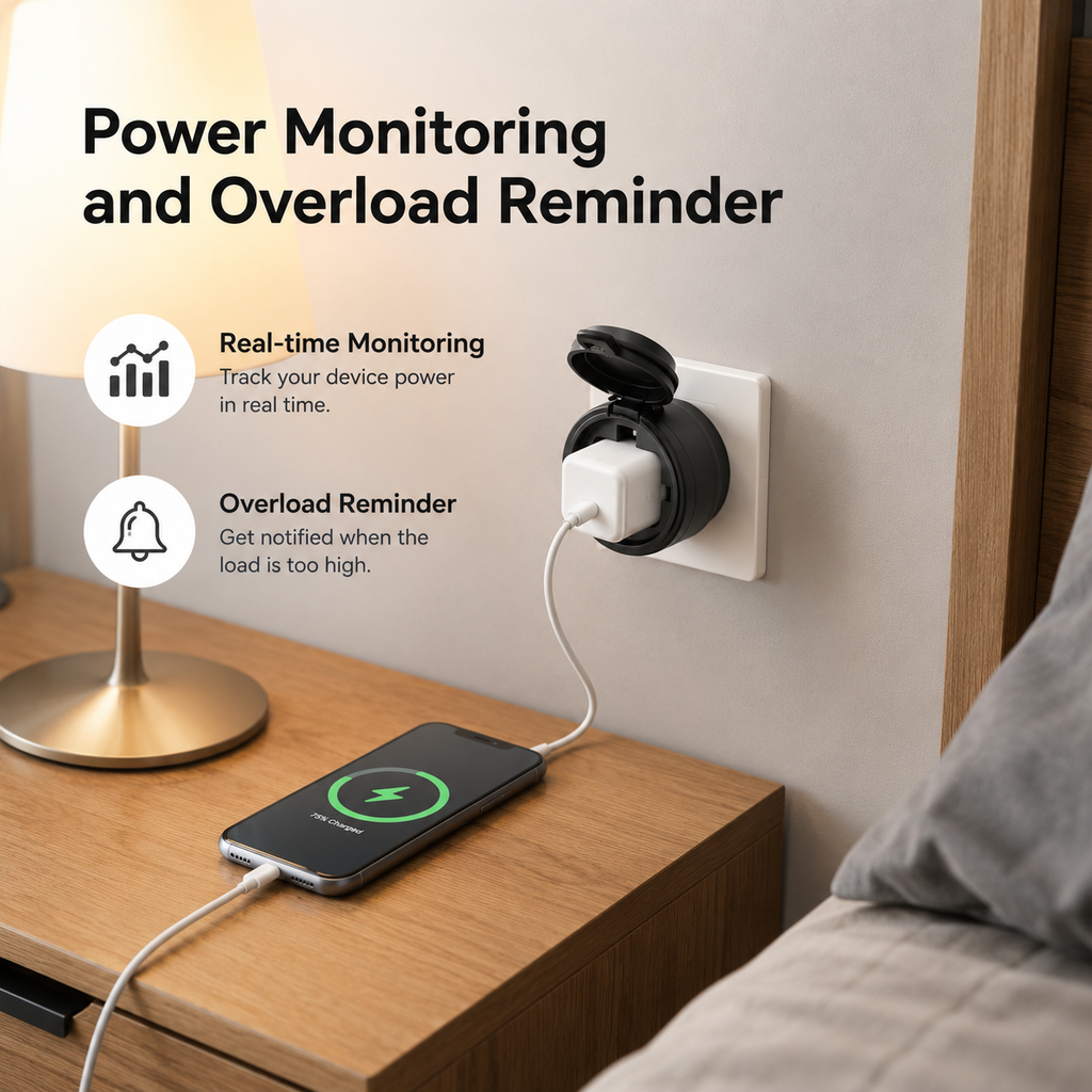 Overload monitoring visual for outdoor smart plug
