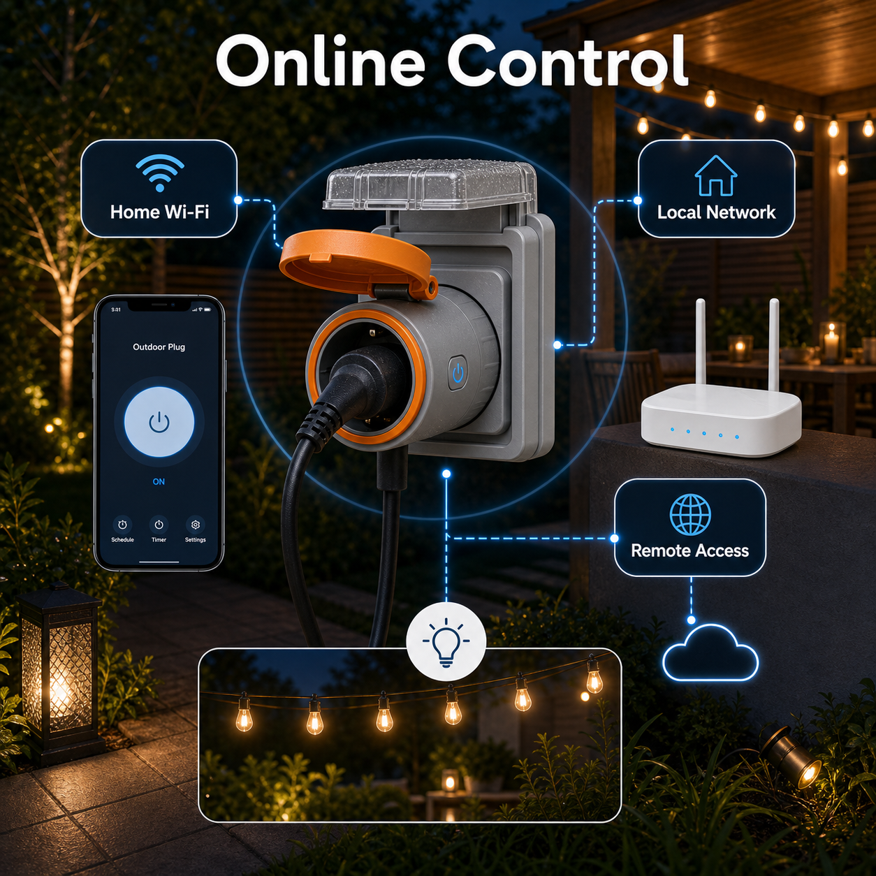 NéoPlug Outdoor Matter Pro online control Wi-Fi and local network