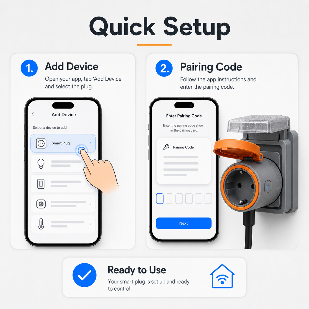 NéoPlug Outdoor Matter Pro quick setup and pairing code