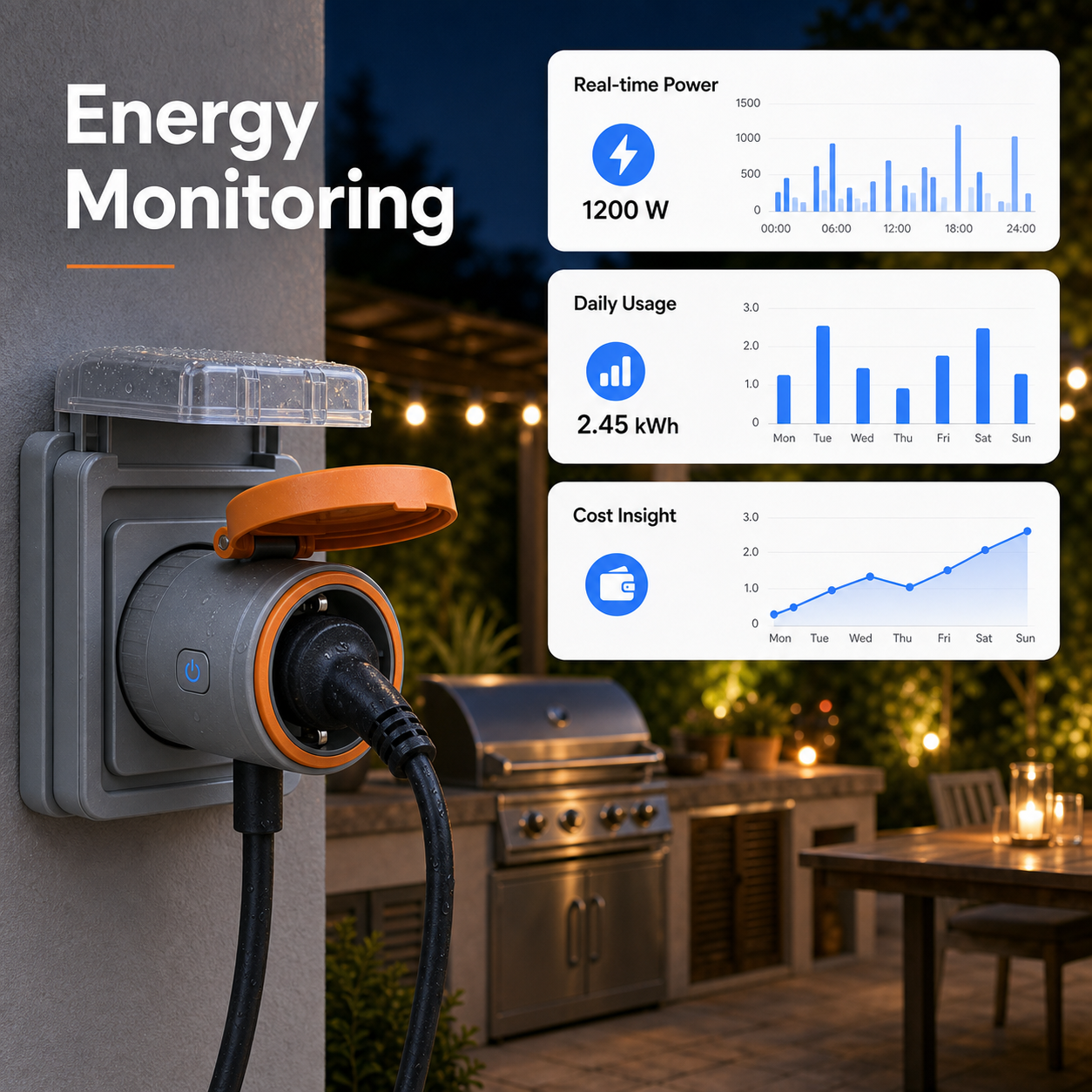 NéoPlug Outdoor Matter Pro real time energy monitoring