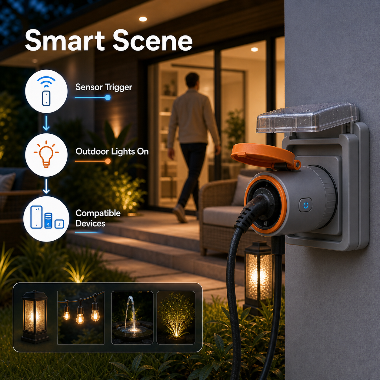 NéoPlug Outdoor Matter Pro smart scene for outdoor lights
