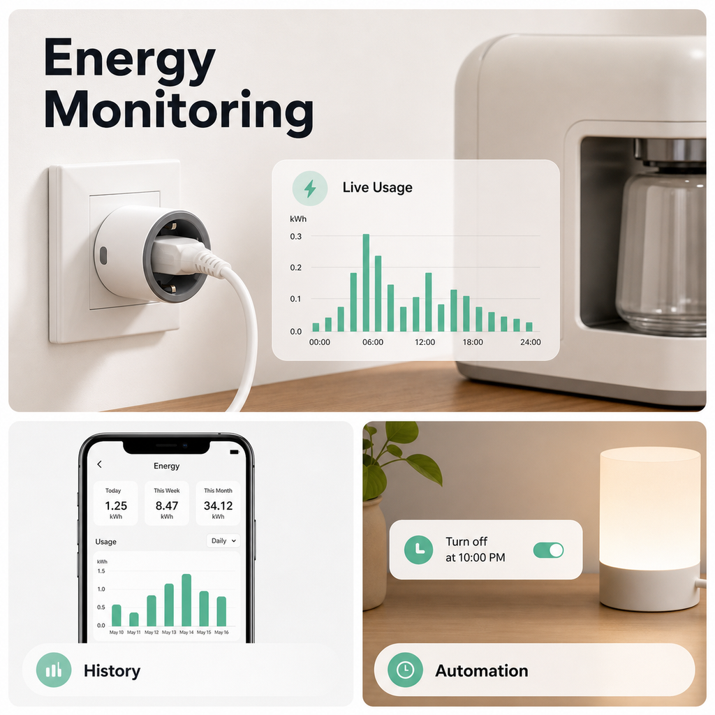 Energy monitoring dashboard for Type F Zigbee smart plug
