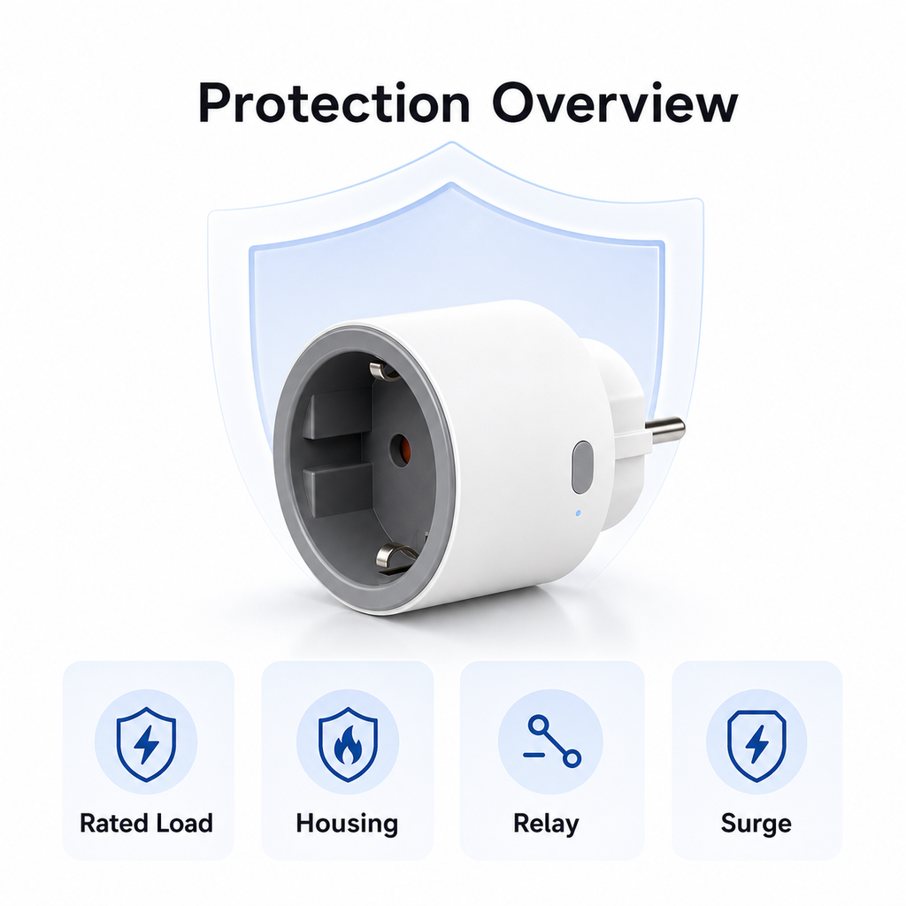 Protection overview with shield graphic for Type F smart plug