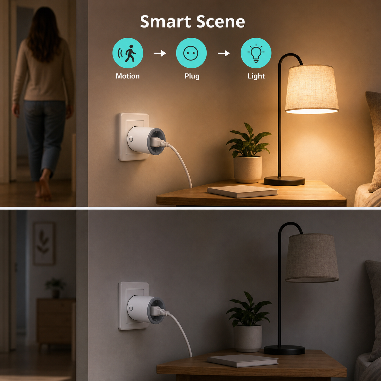 Smart scene lighting automation with Type F Zigbee plug