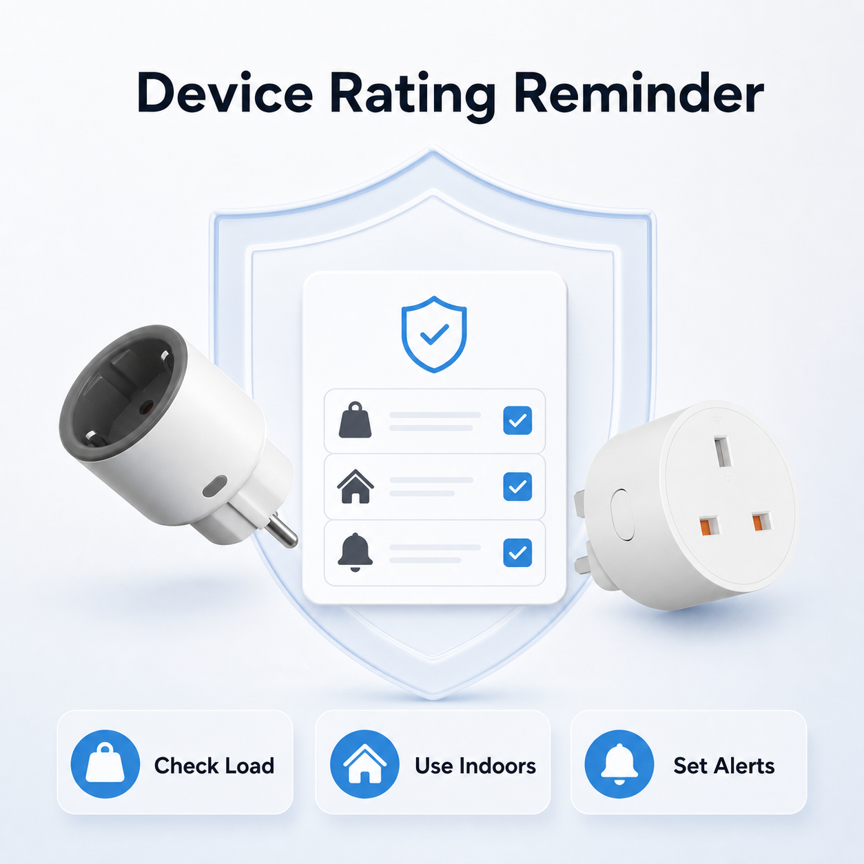 Device rating reminder for Type F and Type G smart plugs