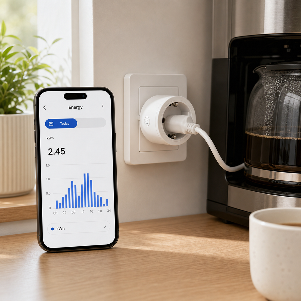 Energy dashboard for WiFi smart plug connected to coffee maker