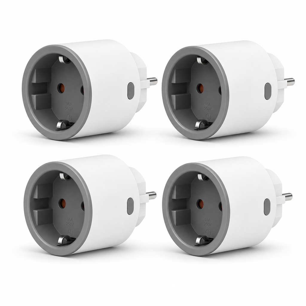 Lot de 4 prises Wi-Fi 16A NéoPlug S60 Pro sur fond blanc