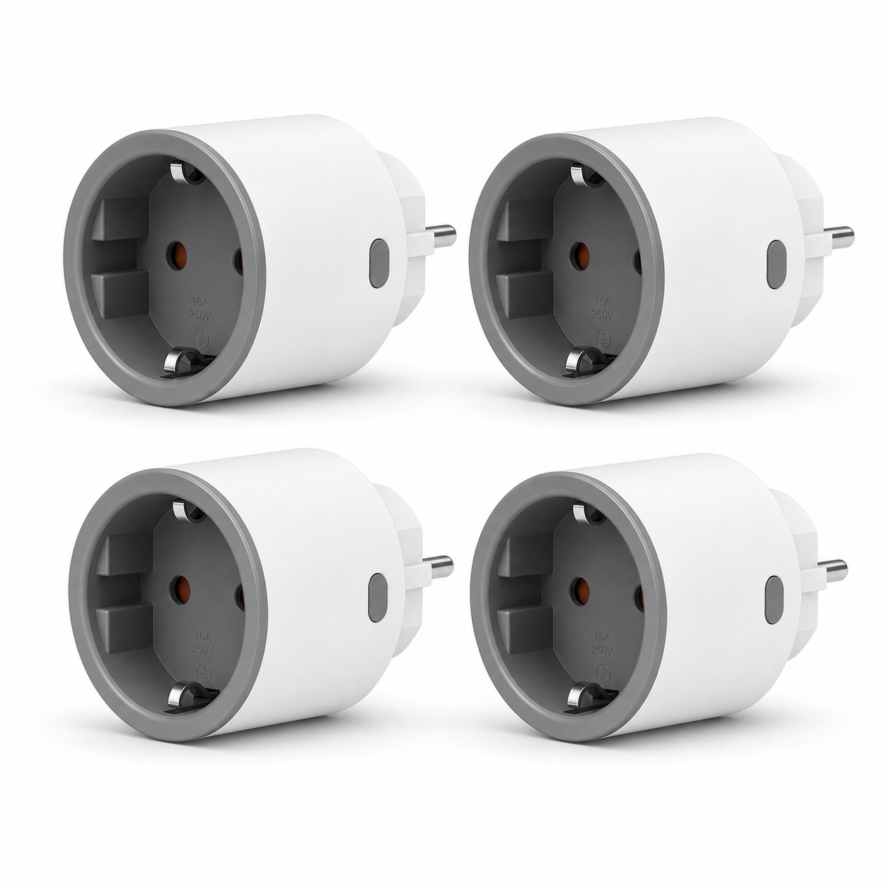 Lot de 4 prises Wi-Fi 16A NéoPlug S60 Pro sur fond blanc