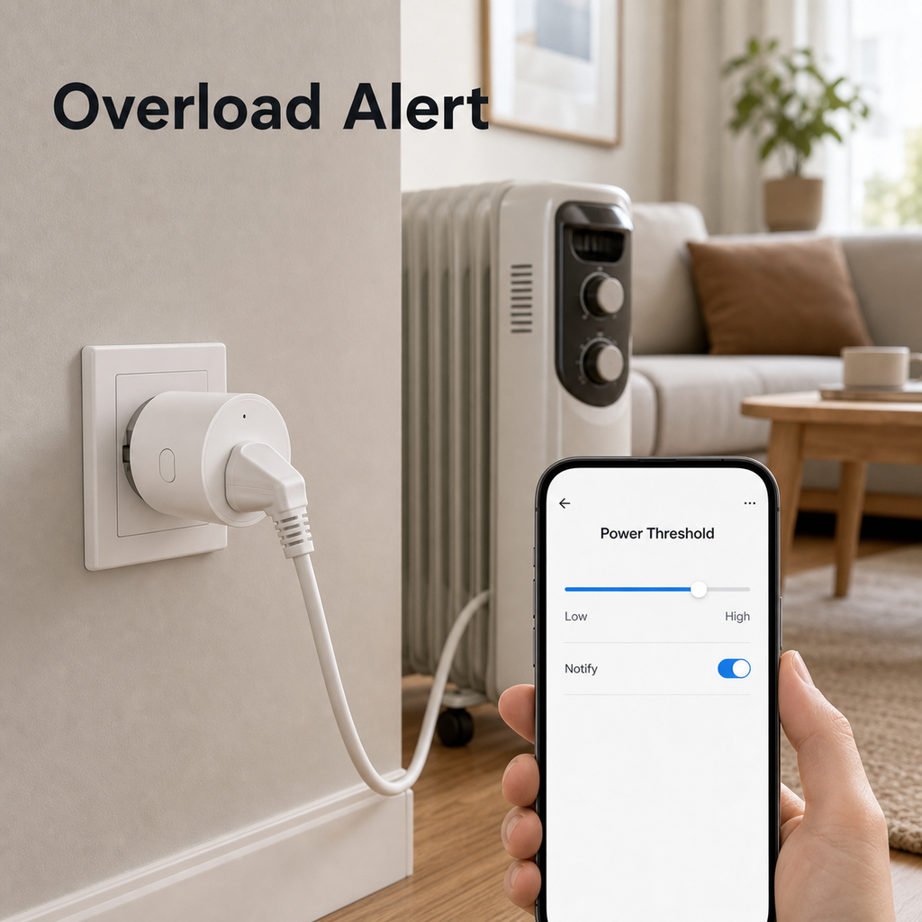 Overload alert threshold settings for Zigbee smart plug