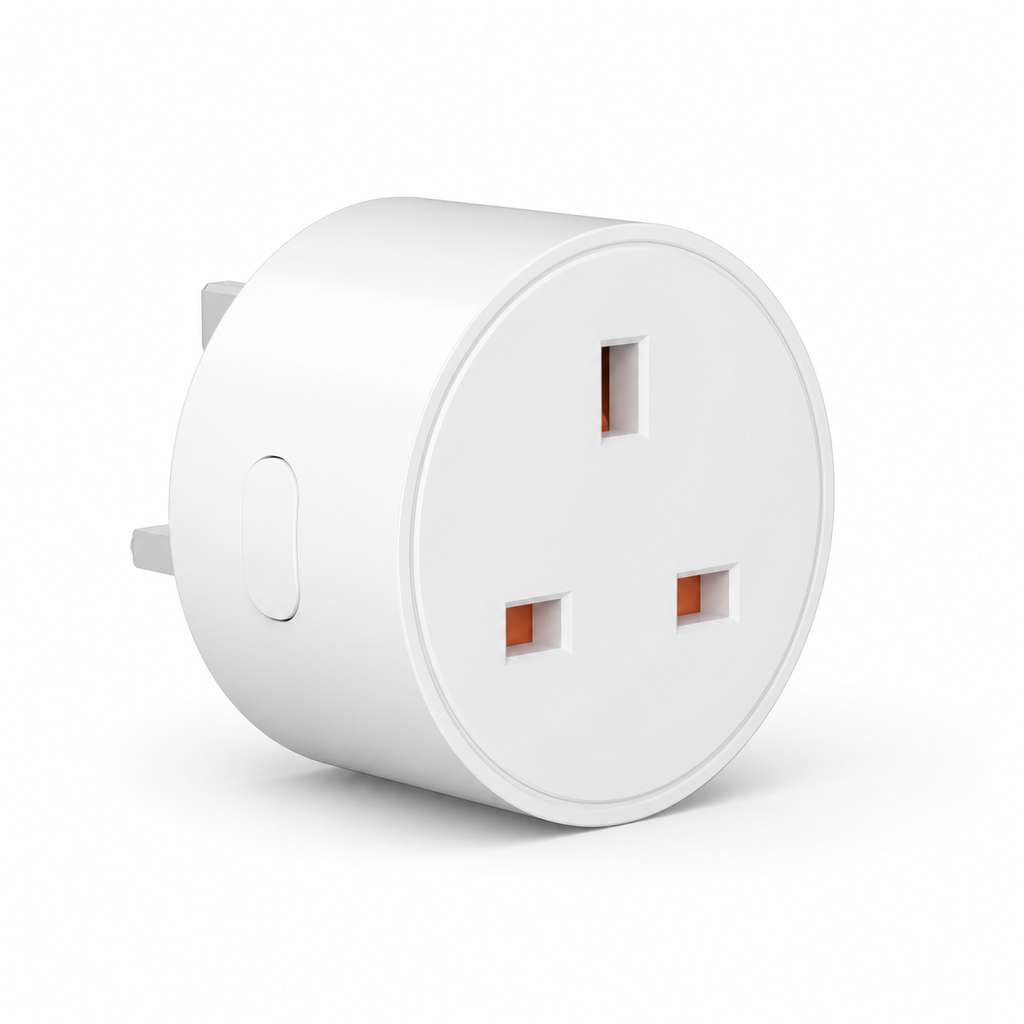 Prise connectée Wi-Fi NéoPlug S60 Pro format Type G UK sur fond blanc