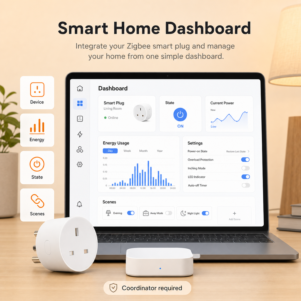 Generic smart home dashboard for Zigbee smart plug