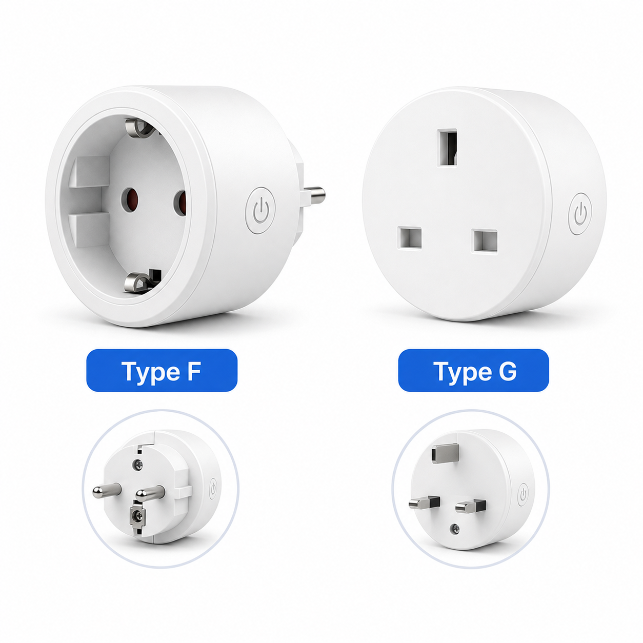 Type F and Type G WiFi smart plug variant comparison