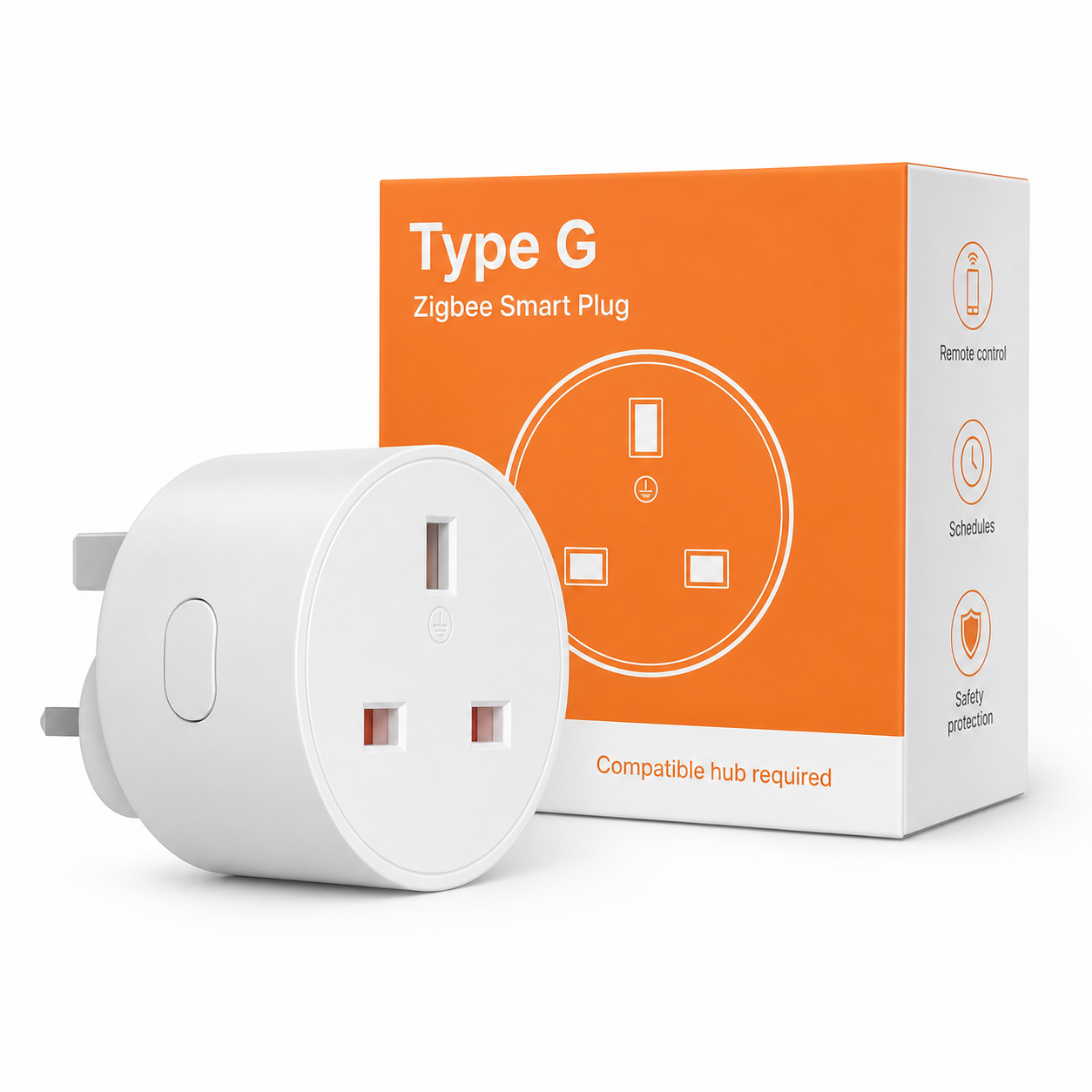 Type G Zigbee smart plug with neutral retail box