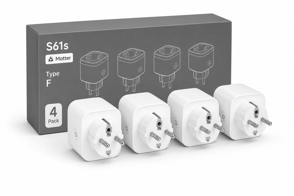 NéoPlug S61 Matter Pro four Type F smart plugs with 4 Pack packaging