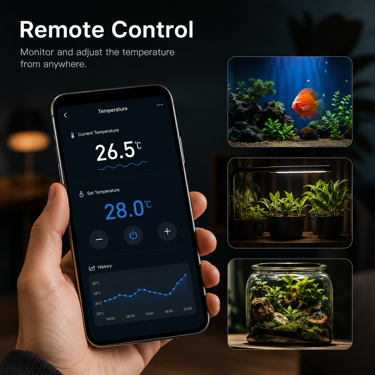 Clean app control dashboard for WiFi thermostat plug