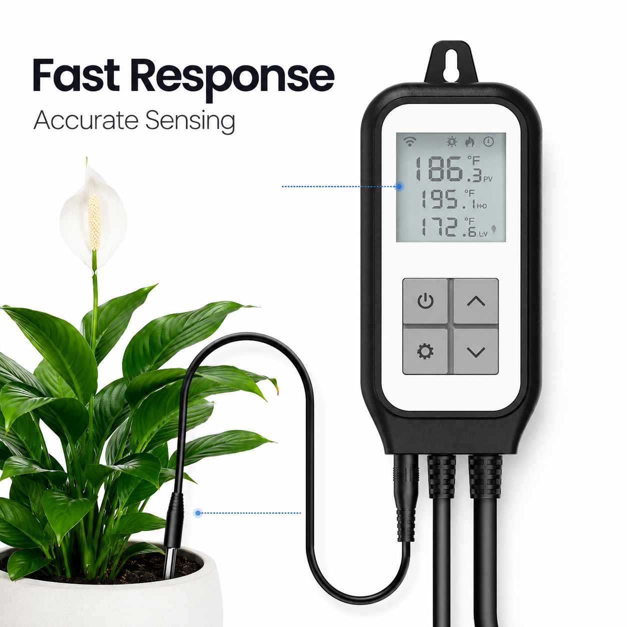 Fast response temperature probe feature for thermostat plug