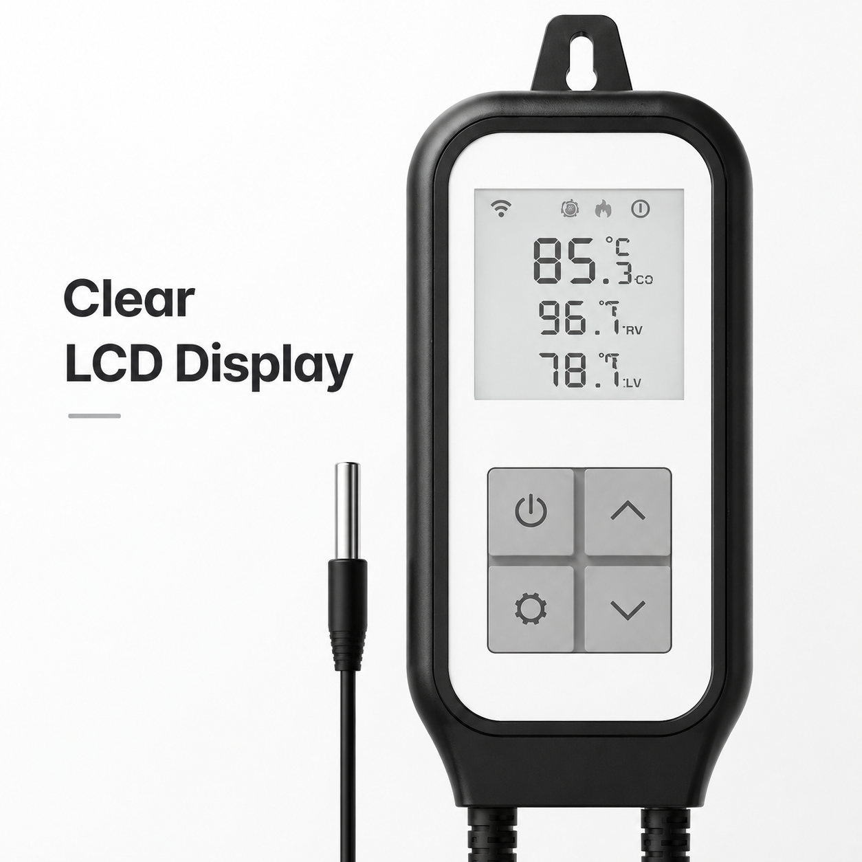 LCD display detail for WiFi thermostat plug controller