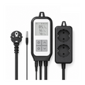 Prise thermostat Wi-Fi NéoPlug Comfort format européen avec sonde sur fond blanc