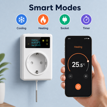Smart modes infographic for thermostat plug with app temperature control