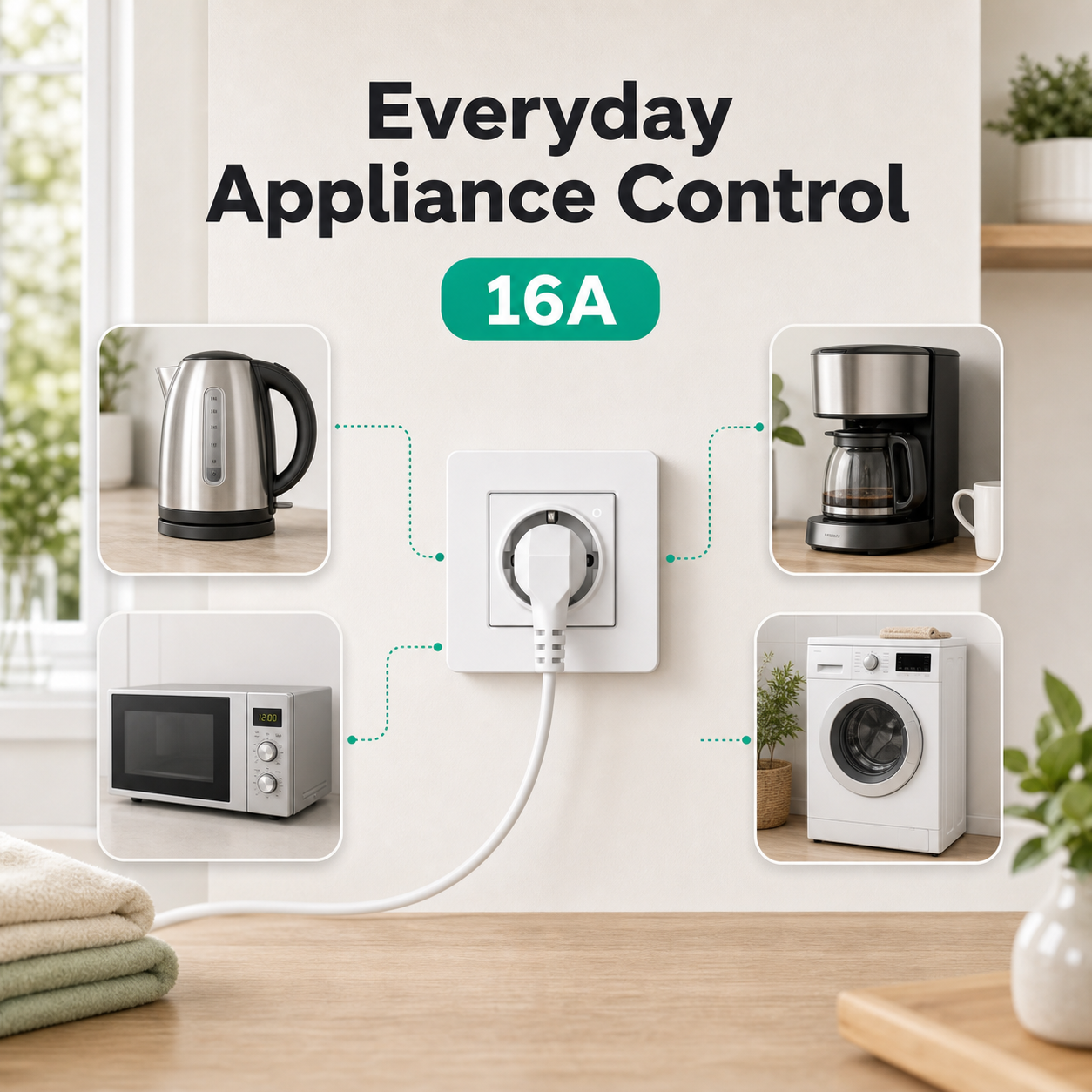 Everyday appliance control image for EU Zigbee wall socket