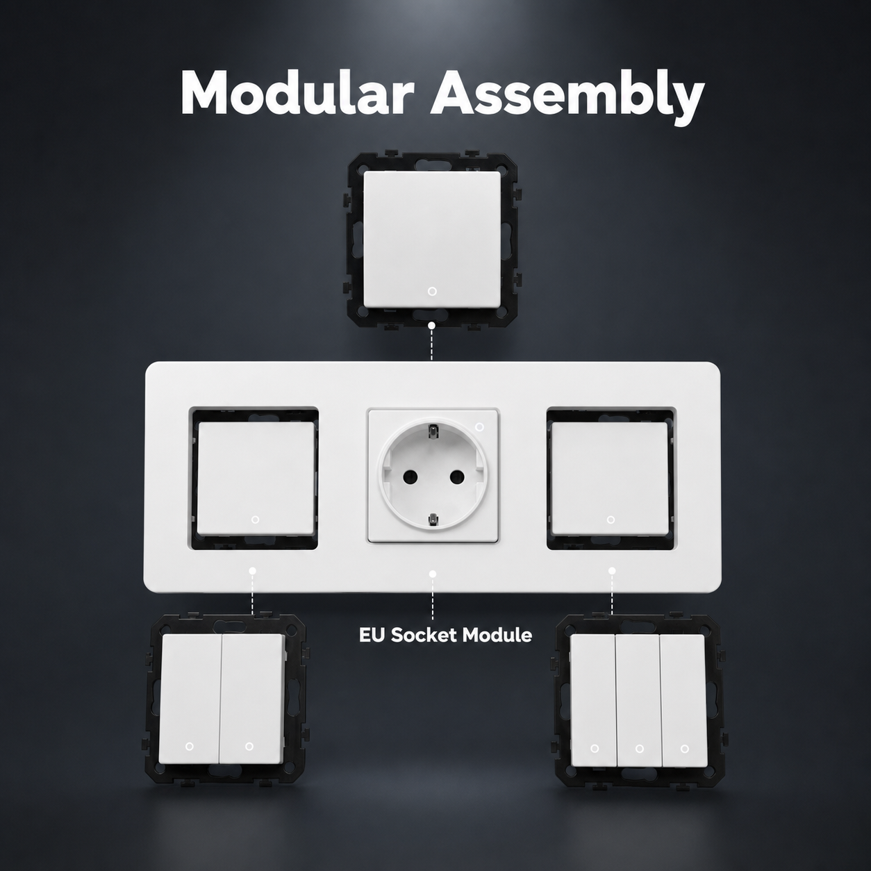 Modular assembly image for EU wall socket module