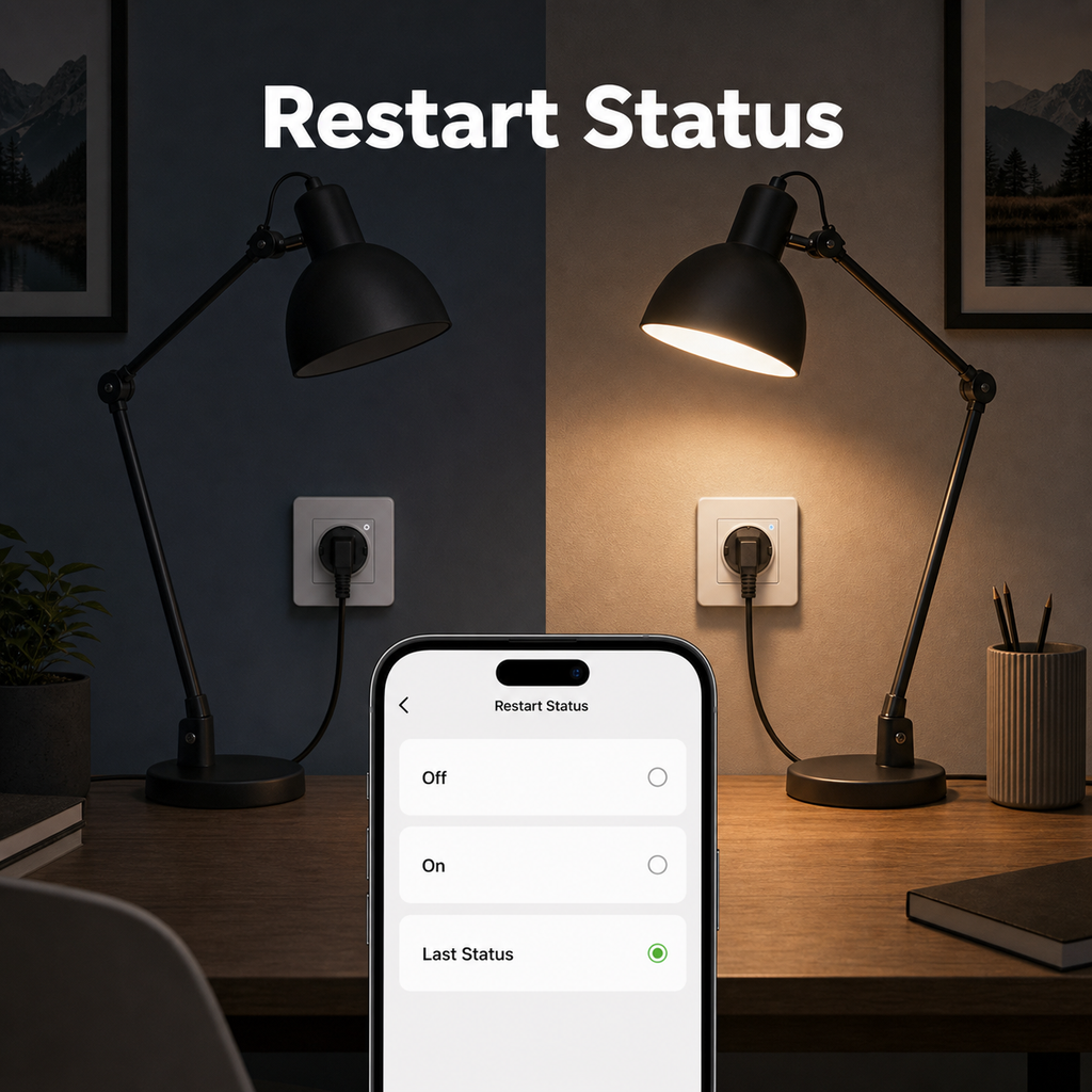 Restart status settings image for EU wall socket and desk lamp