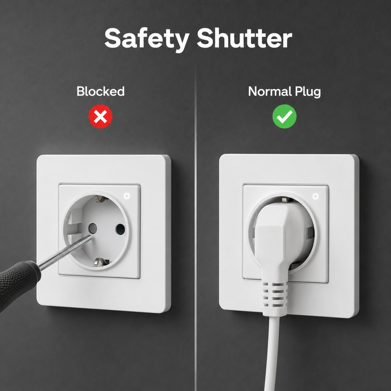 Safety shutter comparison for EU Zigbee wall socket