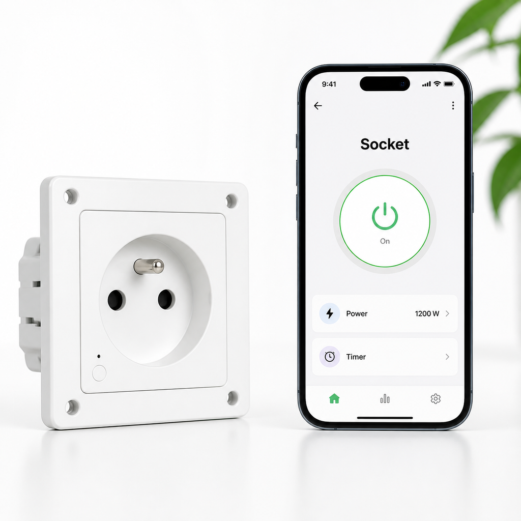 Interface mobile de contrôle pour prise murale Wi-Fi Matter