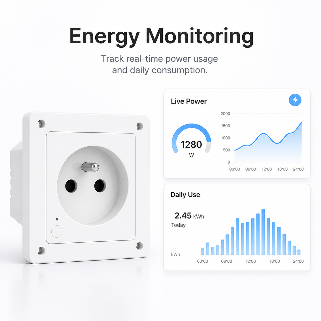 Suivi de consommation pour prise murale connectée Type E