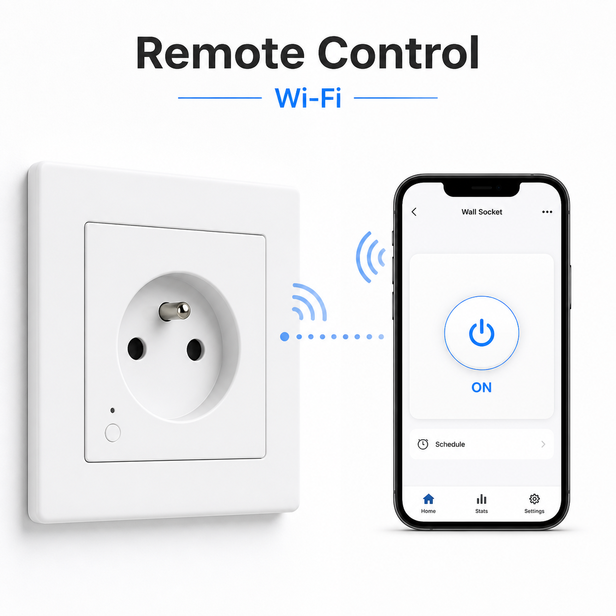 Contrôle à distance Wi-Fi pour prise murale connectée Type E